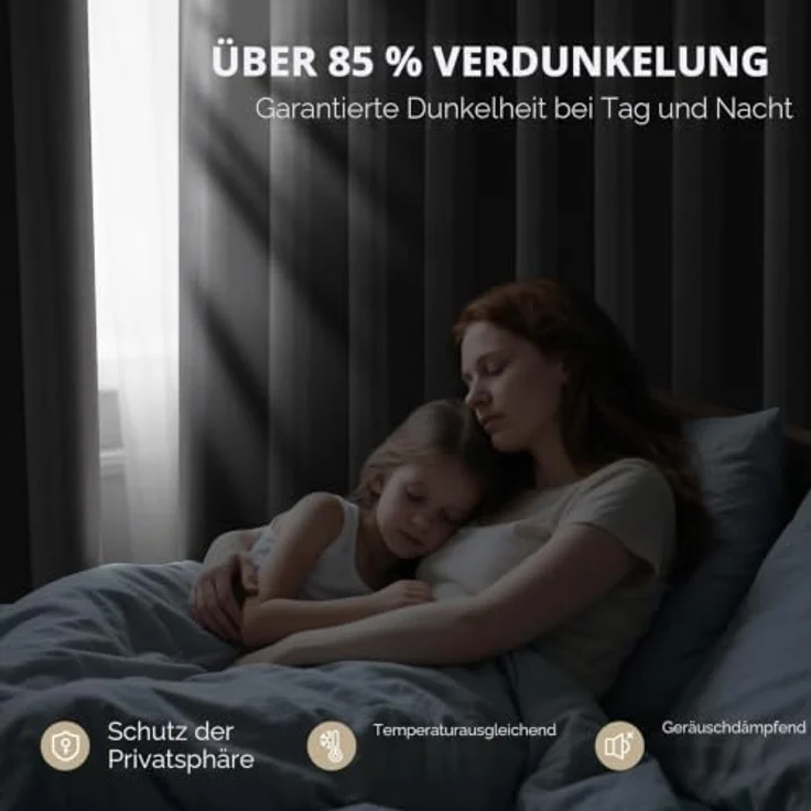 Joydeco Vorhänge, 160 cm Länge, für Zimmer, verdunkelnde graue Vorhänge, Verdunkelungsvorhänge, 160 cm Länge, für Schlafzimmer, Wohnzimmer, graue Kurze Ösen, Fenstervorhänge – Bild 3