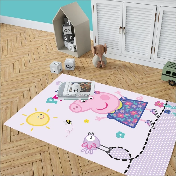 BERONAGE Kinderteppich Peppa Wutz Pig Happy Spiel-Teppich 100x133 cm, rechteckig, Höhe: 10 mm, rutschfest – Bild 2