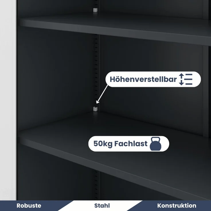MegaDeal 4x Aktenschrank abschließbar KADO - 5 Ebenen verstellbar, Flügeltüren | Metallschrank Werkstatt Mehrzweckschrank Büroschrank aus Stahl Werkzeugschrank, 195x90x40cm Anthrazit-Weiß – Bild 4