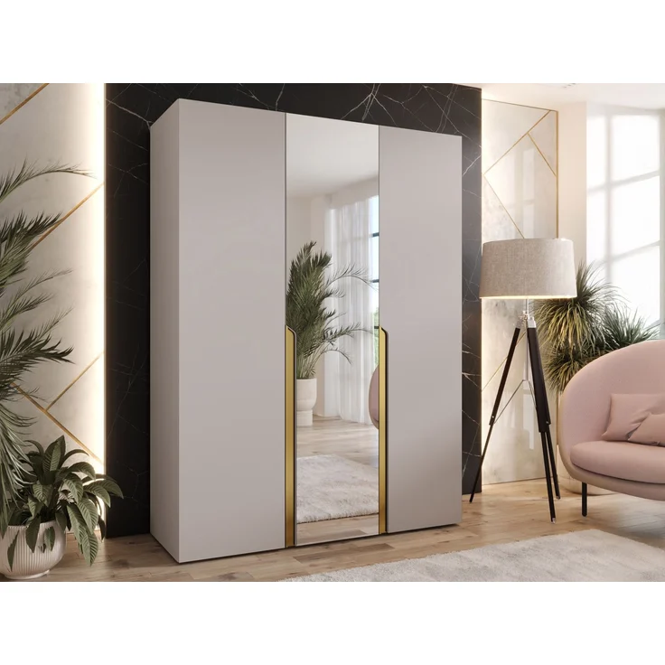 Kleiderschrank Veluna II 150 (Farbe: Cashmere / Cashmere + Gold) – Bild 2