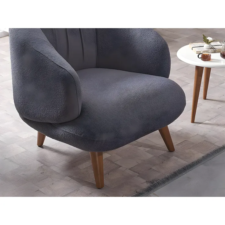 Vente-unique - JANINA Sessel StoffStoff Grau - B 85 cm x H 78 cm x L 78 cm – Bild 3