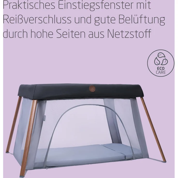 Maxi-Cosi Iris2, 2-in-1 Reisebett Baby, 0-3 Jahre, 0-15 kg, Kompaktes Reisebettchen, 2 Ebenen, Seitliches Einstiegsfenster, Faltbar & Leicht, Matratze Erweiterbar, Umweltfreundlich, Essential Graphite – Bild 3