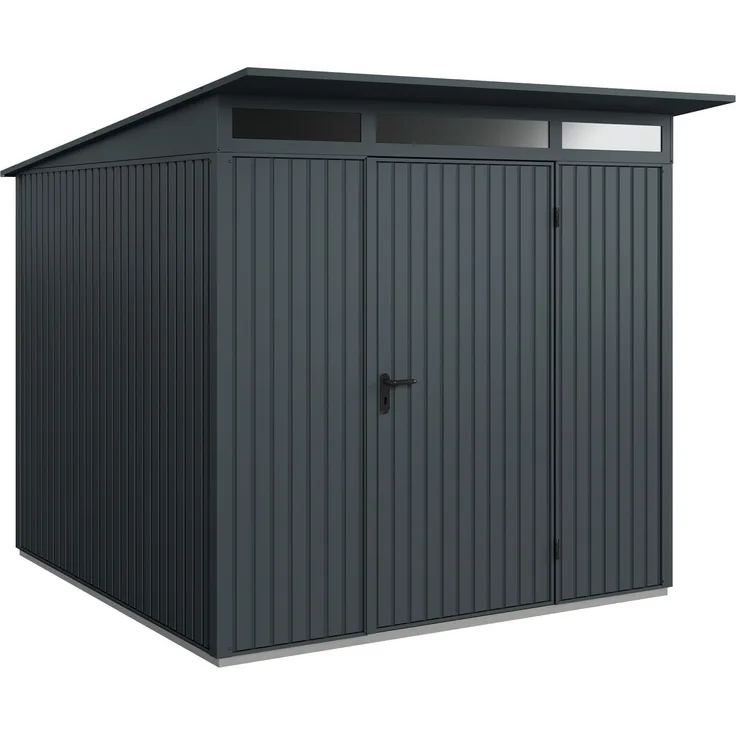 Hörmann 'Ecostar Trend' Metall-Gerätehaus mit Pultdach und 1-flügliger Tür, 238 x 238 x 232,3 cm (BxTxH), 5,7 m², Stahlblech anthrazitgrau
