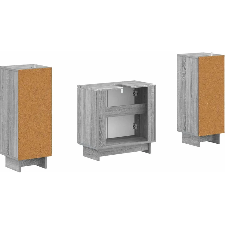 vidaXL 3-teiliges Badezimmer-Schranksystem EDE 3 stk. Sonoma-Grau 3417987 – Bild 5