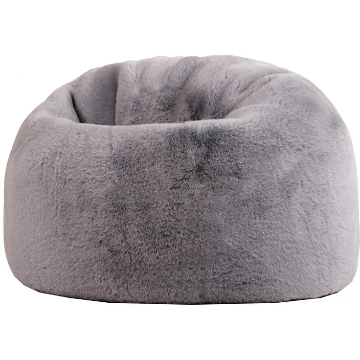 Icon Kingston Sitzsack Kinder, Hellgrau, Flauschiger Kunstpelzstoff, Sitzsack Flauschig mit Füllung, Bequemer Kinder Sessel, Kuschelsessel, Lese Sessel, Schlafzimmer, Kinderzimmer, Spielzimmer