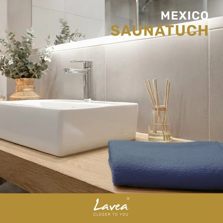 Lavea Saunatuch MEXICO Saunahandtuch 80×200 cm – optional mit Bademantel/Morgenmantel, Baumwolle (Set, 1-St), Hochwertiges Walkfrottier – Saunatuch oder Set mit Unisex-Bademantel