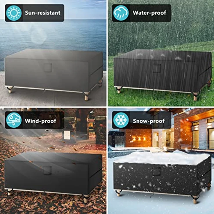 SIRUITON 180 x 120 x 74 cm Gartenmöbel Abdeckung mit Belüftungsöffnungen, Wasserdicht, Winddicht, UV-Beständiges, Schwerlast,Reißfest 420D Oxford Abdeckplane Gartenmöbel, Abdeckung Gartenmöbel Winterfest – Bild 10