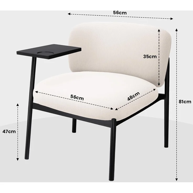 COMHOMA Loungesessel Sessel Relaxsessel Ohrensessel modern, Polsterstuhl mit Metallbeinen, Einzelsofa für Wohnzimmer/Schlafzimmer/Garten, Beige – Bild 3