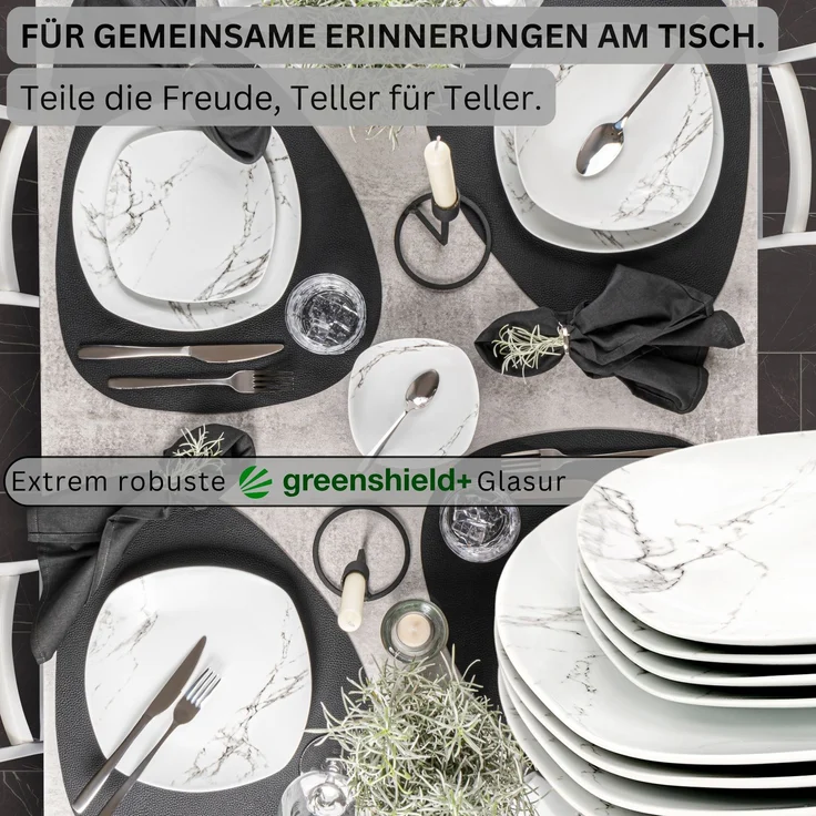 SÄNGER Porzellan Geschirrset Bilgola Marmor, Tafelservice 24 teilig für 6 Personen – Bild 3
