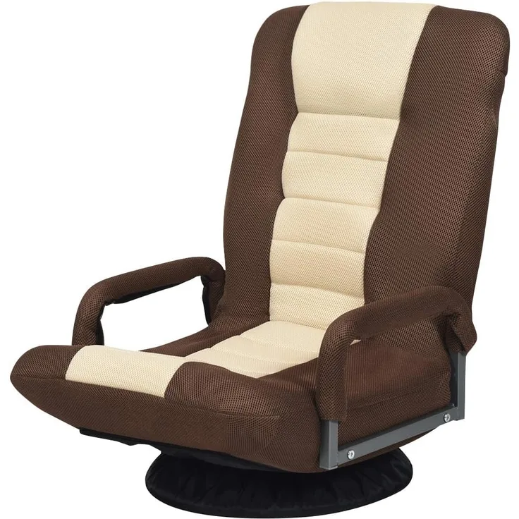 COSTWAY 360° drehbarer Bodenstuhl, Bodensessel mit 6-Fach Verstellbarer Rückenlehne, Bodensofa Meditationsstuhl bis 140kg belastbar, Lazy Sofa, Game Sessel gepolstert (Braun und beige)