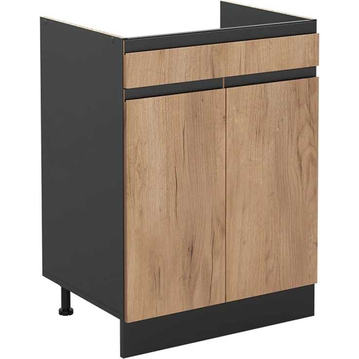 Küchenunterschrank R-Line Goldkraft Eiche/Anthrazit 60 cm mit Schublade ohne Arbeitsplatte Vicco – Bild 1