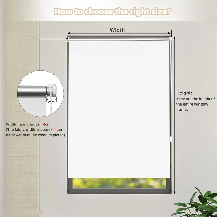 WOLTU Verdunklungsrollo ohne Bohren Weiß 120x160 cm (BxH), Thermorollo Klemmfix Fensterrollo Seitenzugrollo easyfix Verdunkelung Rollos Sichtschutz und Sonnenchutz, Klemmrollo für Fenster & Tür – Bild 5
