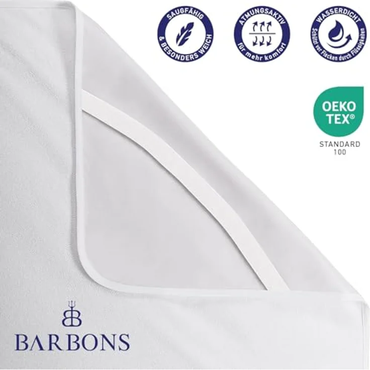 BARBONS Matratzenschoner 70x140 cm 2er - Oeko-TEX Zertifiziert wasserdichte Matratzenauflage Inkontinenzunterlage waschbar Nässeschutz Atmungsaktiv (70x140 cm 2er Set) – Bild 3