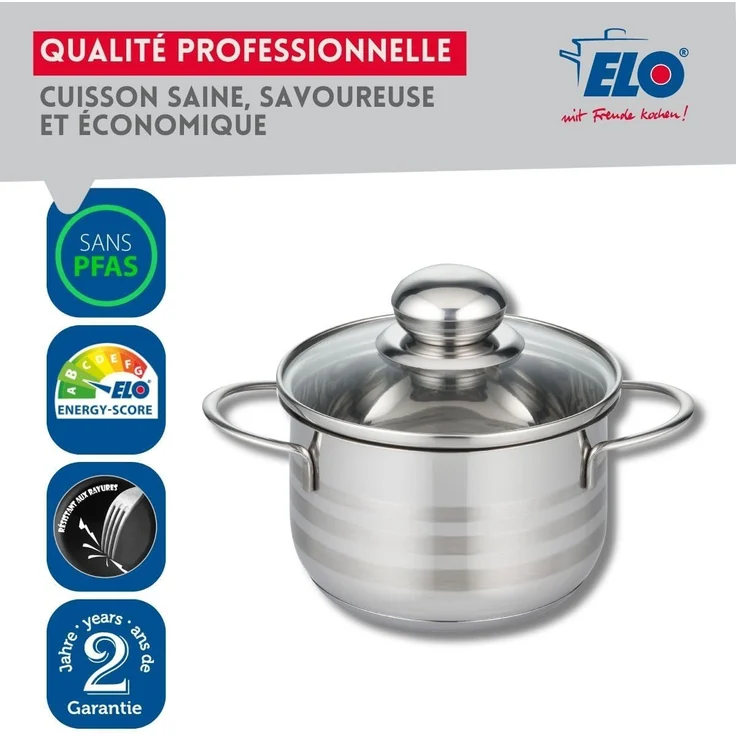 Topf ELO BRILLANT D 14 cm silber Bratentopf Universaltopf Suppentopf Kochtopf – Bild 3