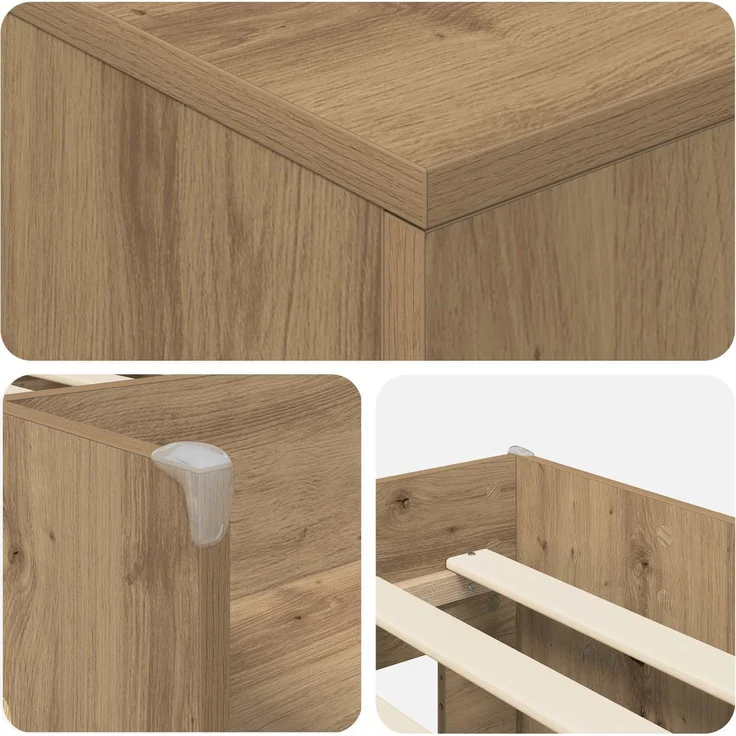 vidaXL Loft Bettgestell mit Schrank 3 Stk. Artisan-Eiche Holzwerkstoff 3423365 – Bild 6