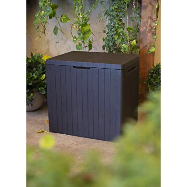Keter City Box, Aufbewahrungsbox, Braun, Inhalt: 113L, Maße: HxTxB 55 x 44 x 57,8 cm, ideal für Balkon und kleine Flächen – Bild 4