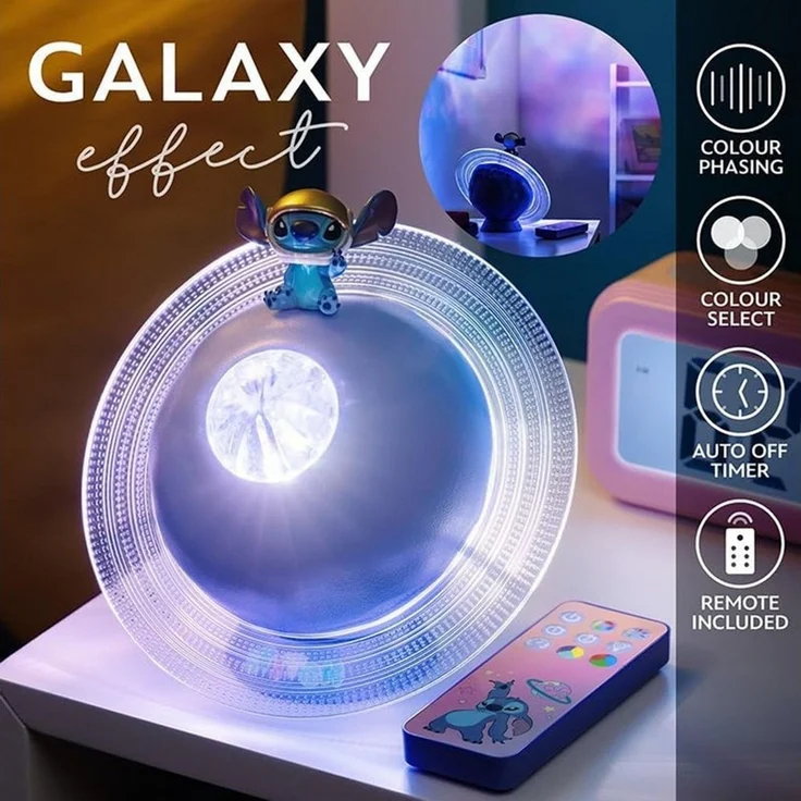Paladone Nachtlicht Lilo & Stitch Galaxy-Projektionslicht, LED fest integriert, Disney-LED-Lampe mit Farbwechsel, USB-Aufladung und Fernbedienung – Bild 3