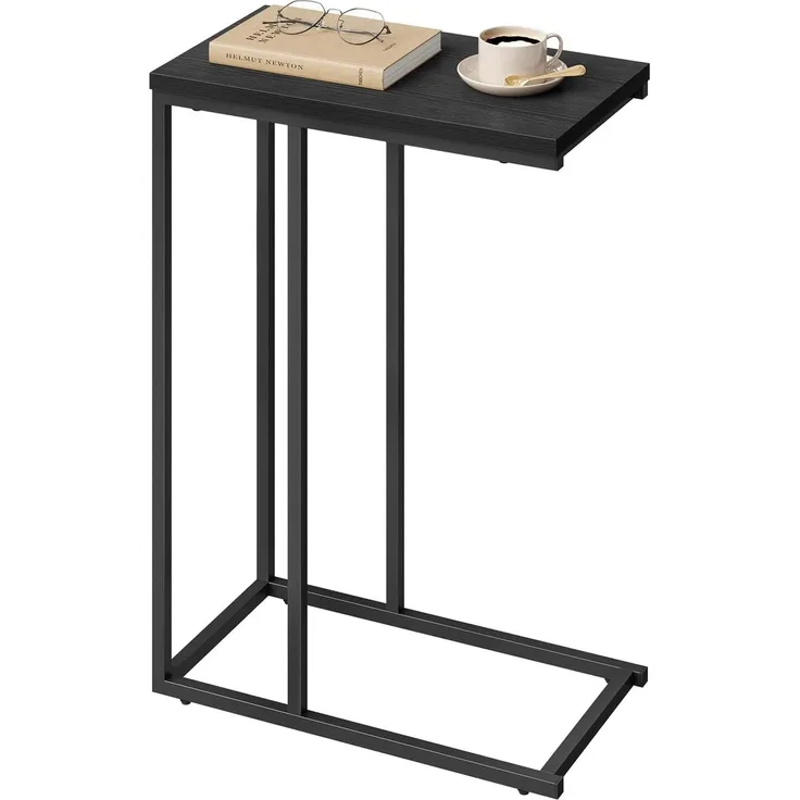 WOLTU® Beistelltisch Kaffeetisch Couchtisch Sofatisch Nachttisch Betttisch Laptoptisch, Gestell aus Metall, Tischplatte aus Holz, 45 x 25 x 63,5 cm(BxTxH), Schwarz, TSG17sz