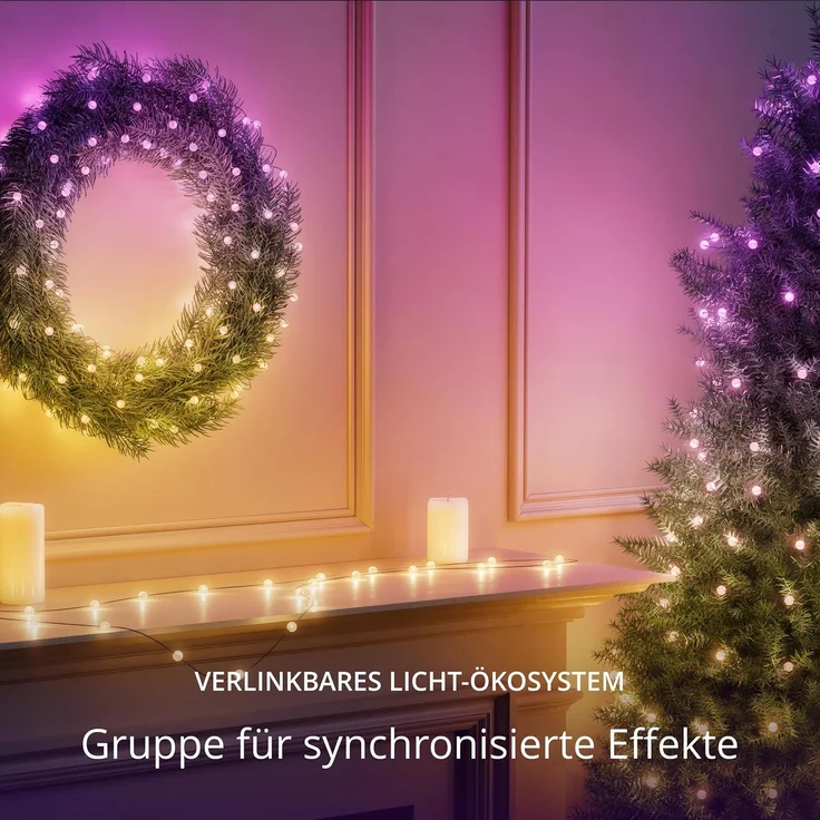 Twinkly Strings Pearls 100 LED, LED-Lichterkette in Perlenform, RGB LED-Lichter Mehrfarbig, Kompatibel mit Alexa & Google Home, Gaming-Lichter, Stromversorgung über USB-C, Grünes Kabel, 6m – Bild 6