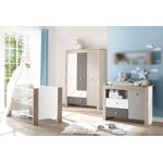 Babyzimmer Bea in Weiß matt mit Eiche Sanremo hell, Taupe und Lava matt von Mäusbacher 5 teiliges Megaset mit Schrank, Bett mit Lattenrost und Umbauseiten, Wickelkommode - MD110766