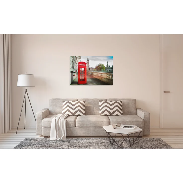 Londoner Telefonzelle Leinwandbild Rot Beige 90x60 DD120330 Wandbild Leinwand – Bild 6