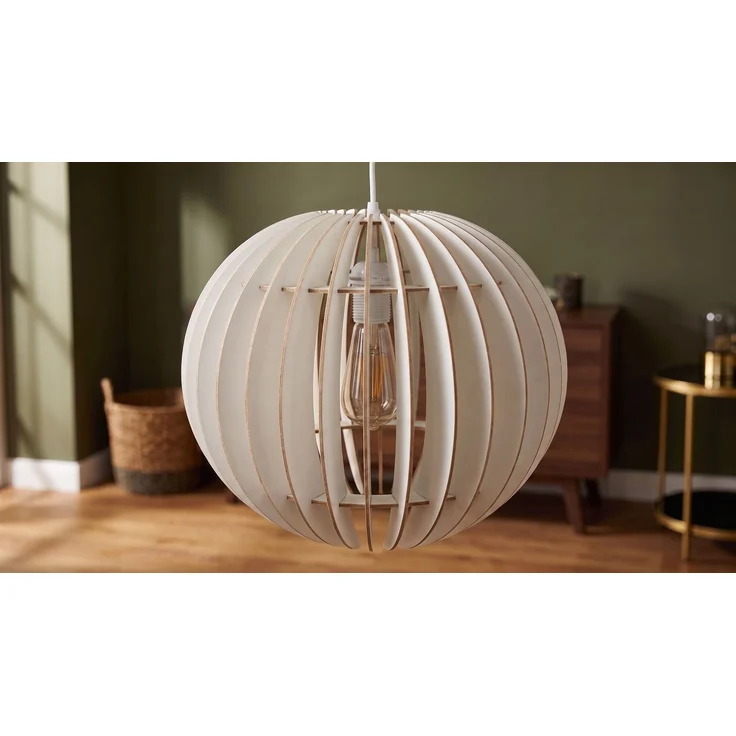 KAWOLA Hängelampe BOLZANO Holz weiß 70 x 36 x 36 cm – Bild 2