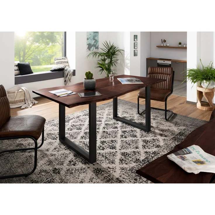 Baumtisch Akazie 200x100x76 braun Beine anthrazit matt FREEFORM 3 – Bild 2