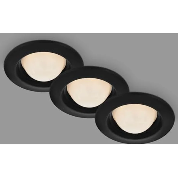 BRILONER LED Einbauleuchten 3er Set, kugelförmige 3W Leuchte, warmweißes Licht, Spritzwasserschutz, Schwarz, 95x36 mm (DxH), 7056-035 – Bild 1