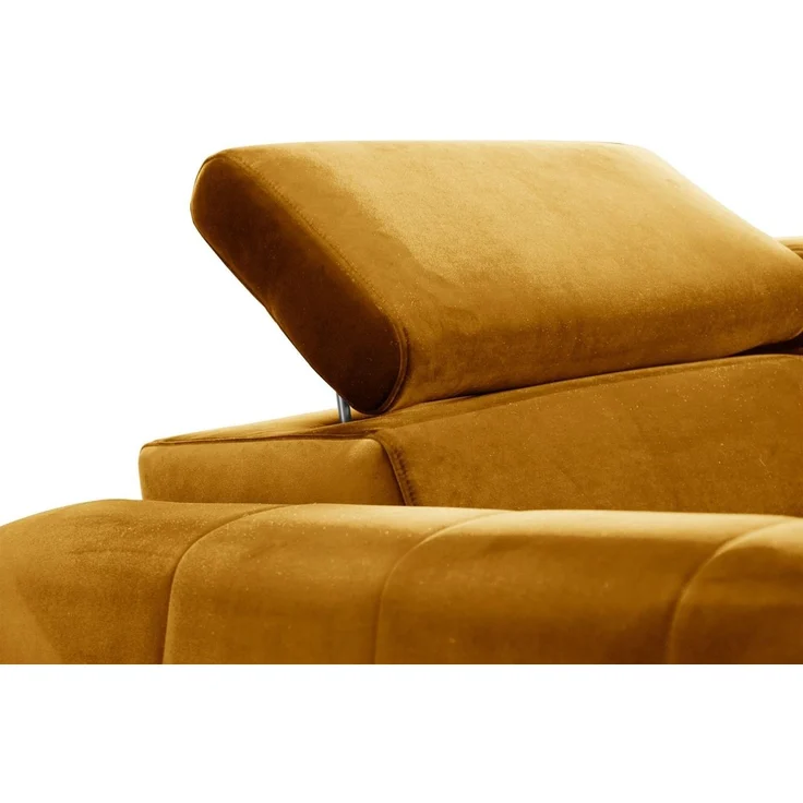 Wohnlandschaft Schlafsofa AGNESA Stoff Salvador Honiggelb Ottomane Links – Bild 6