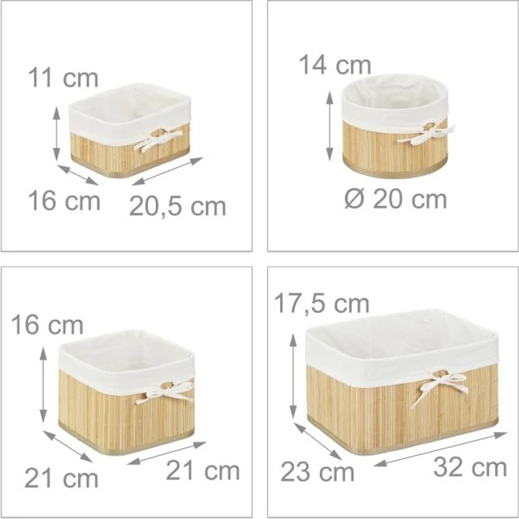 Aufbewahrungskörbe 4er Set Bambus – Bild 4