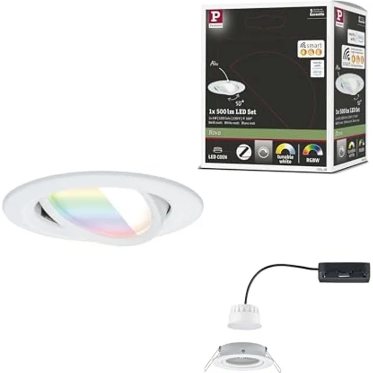 Paulmann 92438 LED Einbauleuchte Nova Coin Zigbee RGBW Weiß matt