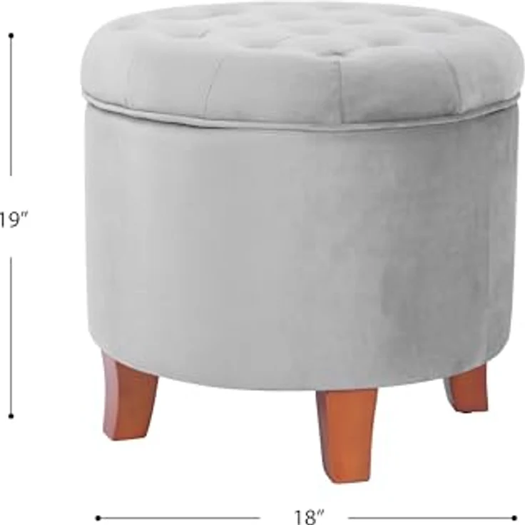 HomePop Samt Stauraum Ottomane mit Deckel|Fußbank Aufbewahrungsbox| Ottomane mit Stauraum für Wohnzimmer und Schlafzimmer | Dekorative Heimmöbel, Grau – Bild 4