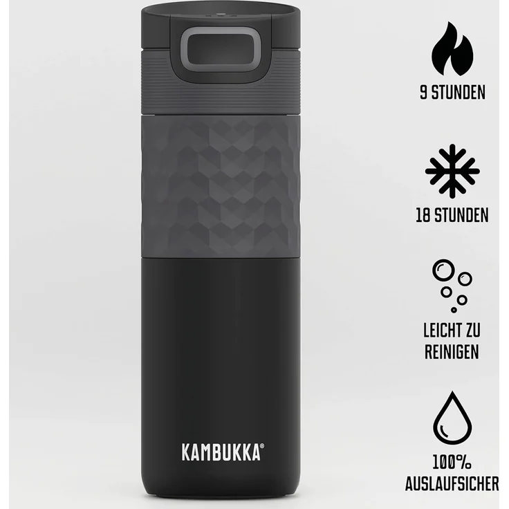 Kambukka Trinkbecher 500 ml Etna Grip Black Steel Edelstahl – Bild 2