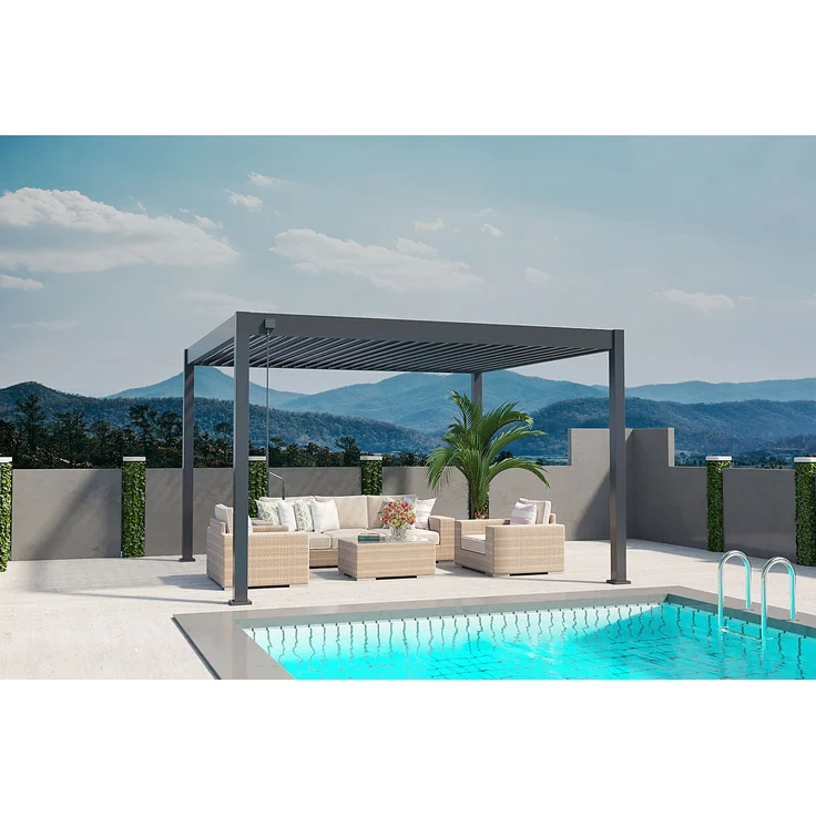 Weide Deluxe | Pergola Voll Aluminium freistehend | 3 x 4 M | Lamellendach anthrazit – Bild 1