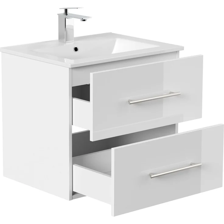 Badmöbel Firenze 60 SoftClose weiss hochglanz : Weiss hochglanz – Bild 4