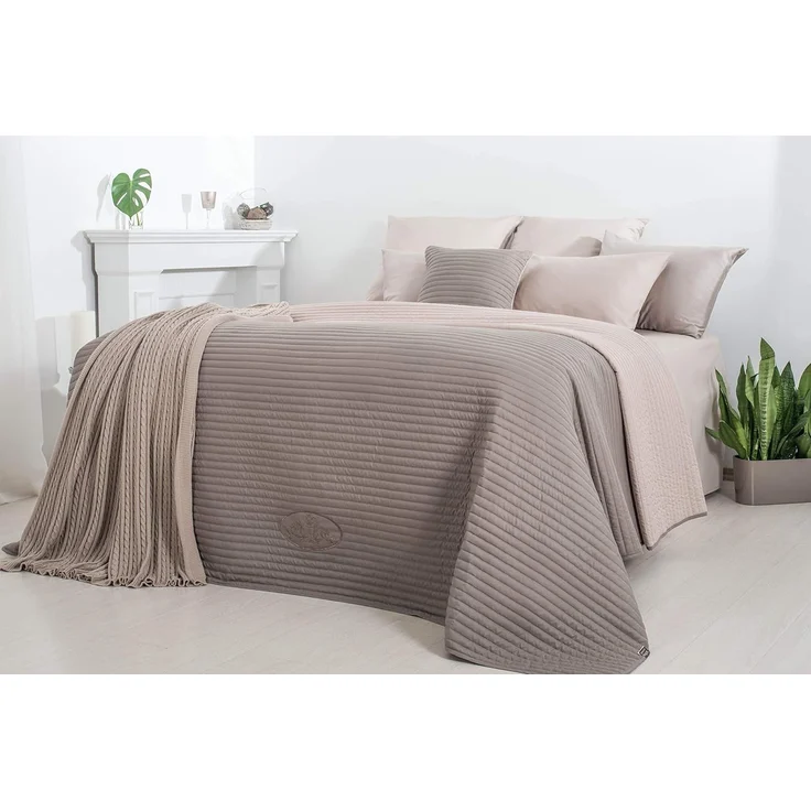 SEI Design Bettüberwurf Royal taupe-beige 240x260cm, bestickt und Wendefunktion
