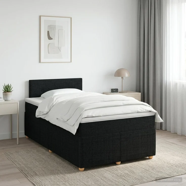 vidaXL Boxspringbett mit Matratze Schwarz 120 x 190 cm Stoff 3451421 – Bild 1