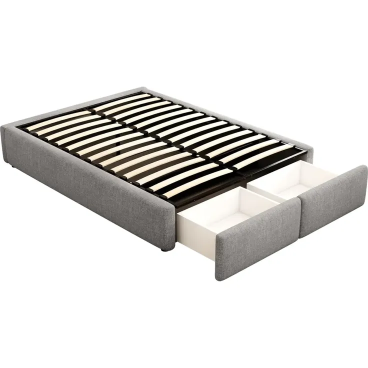 Futonbett mit Bettkasten, Lattenrost und Schubladen, 140x200 cm, Bezug, Leinen – Bild 6