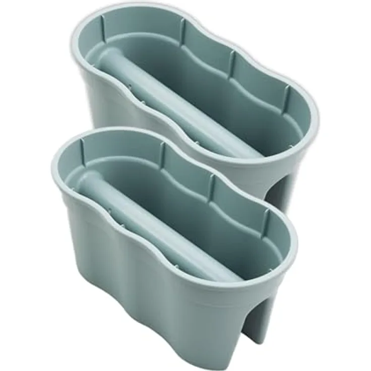 KHW Geländerkasten Flowerclip XL, 19 l Volumen, UV-beständiger Kunststoff, mintgrün, 2er-Set