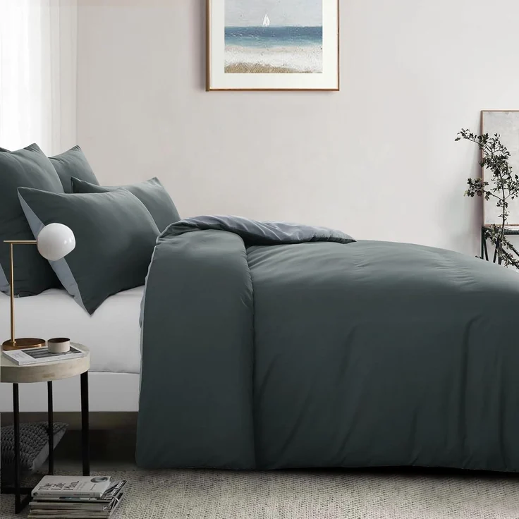 Wendebettwäsche 135x200 Grau 4tlg Mikrofaser Reißverschluss – Bild 5