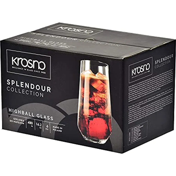 Krosno Wassergläser Longdrinkgläser Trinkgläser | Set von 6 | 480 ML | Splendour Kollektion | Perfekt für zu Hause, Restaurants und Partys | Spülmaschinenfest – Bild 5