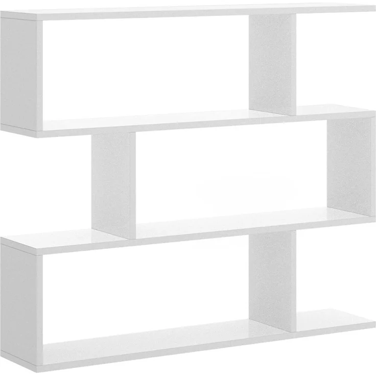 Dmora - Misone Bücherregal, Mehrzweck-Büroregal, Bücherregal mit 3 Regalen, 110 x 25 x 96 cm, Weiß – Bild 3