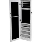 Songmics Schmuckschrank und Wandspiegel zwei in einem, weiß, 36 x 120 x 9,5 cm