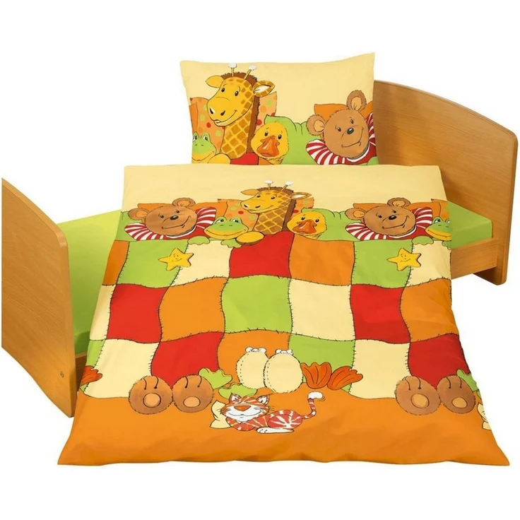 BIERBAUM Babybettwäsche Giraffe Maus Frosch Ente Tiger 40 x 60 100 x 135 cm – Bild 1