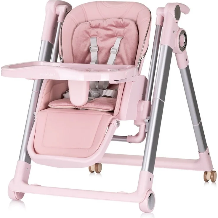 Chipolino Kinderhochstuhl 2 in 1 Super Chef Babyschaukel, Fußstütze, klappbar rosa – Bild 2