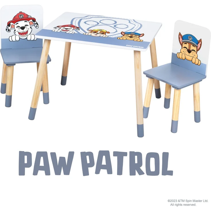 roba Kindersitzgruppe 'Paw Patrol' - 2 Kinderstühle & 1 Tisch - Holz - ab 18 Monaten - Weiß / Grau – Bild 4