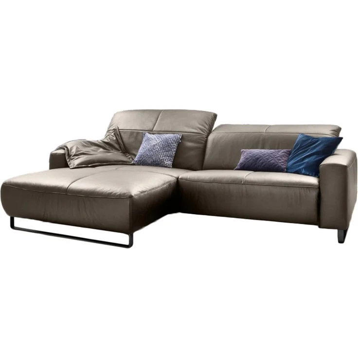 KAWOLA Sofa YORK Leder Life-line bisquit Recamiere links Fuß Metall schwarz 85 x 180 x 284 cm – Bild 2