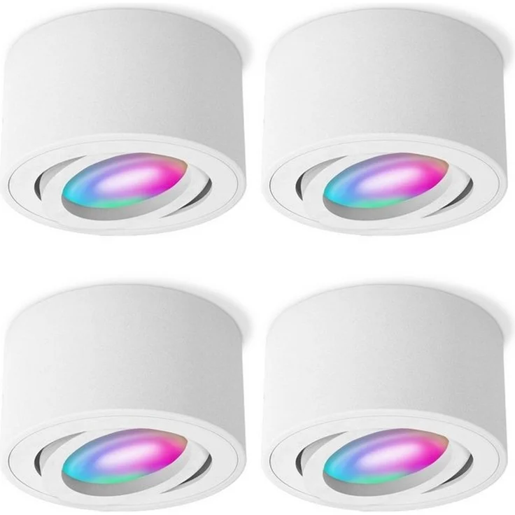 SSC-LUXon LED Aufbaustrahler CELI-1WM Aufbauspot flach weiss schwenkbar mit WiFi RGB LED dimmbar, Warmweiß bis Tageslicht – Bild 4
