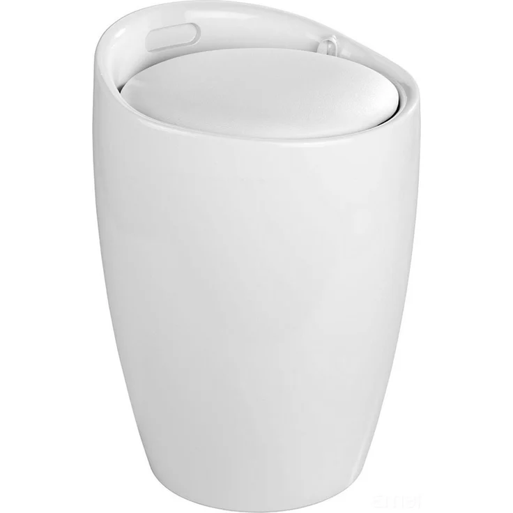 CANDY Hocker mit Waschfach, praktischer 2 in 1 Badesitz - 20 l, Weiß, WENKO – Bild 1