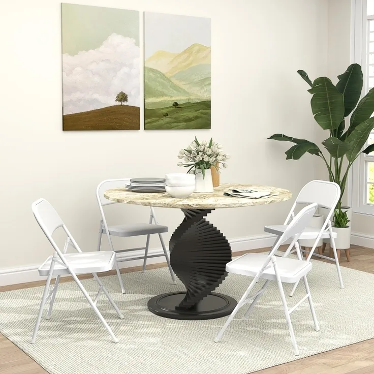 Stuhl 45x46x78 cm, faltbar, gepolstertes Kunstleder, weiß